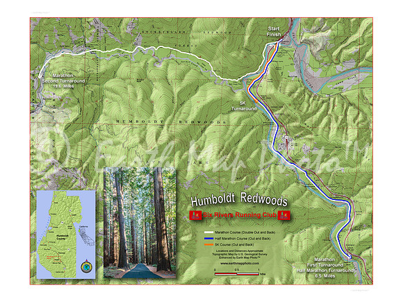Humboldt Redwoods Race Souvenir Map