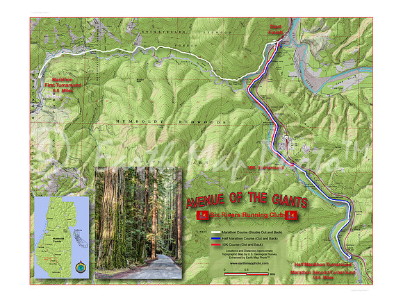 Avenue of the Giants Races Souvenir Map